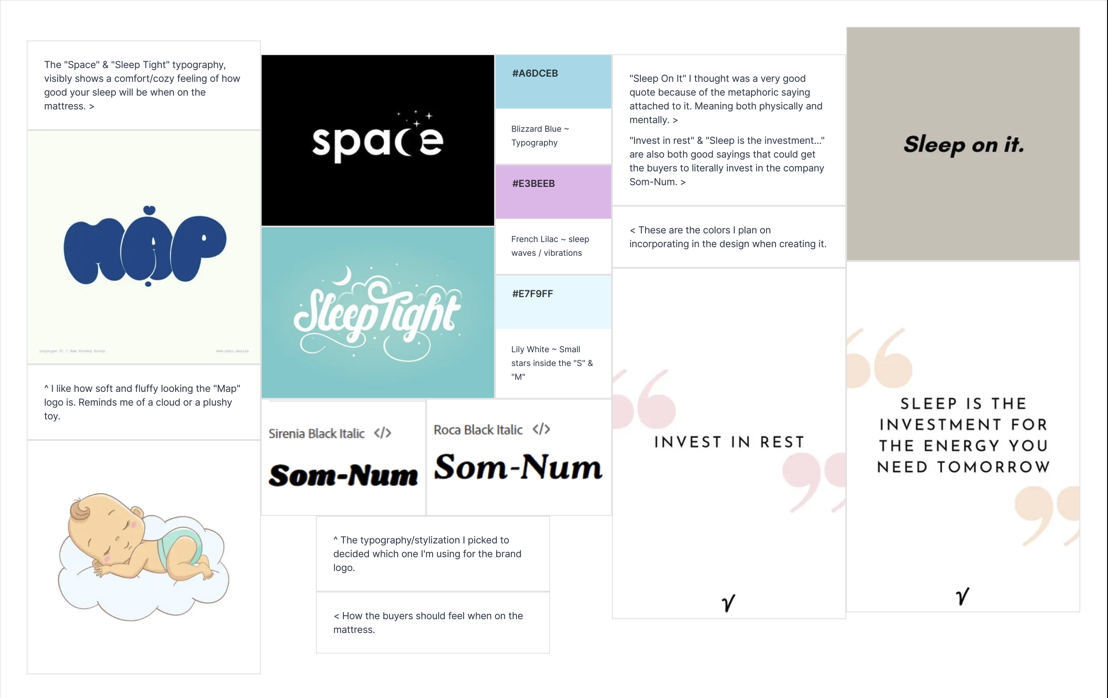 Moodboard of the mock brand Som-Num
